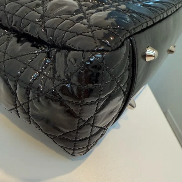 Christian Dior Patent Lady Dior Soft Black Cannage Shopping Tote Bag - Picture 11 of 14